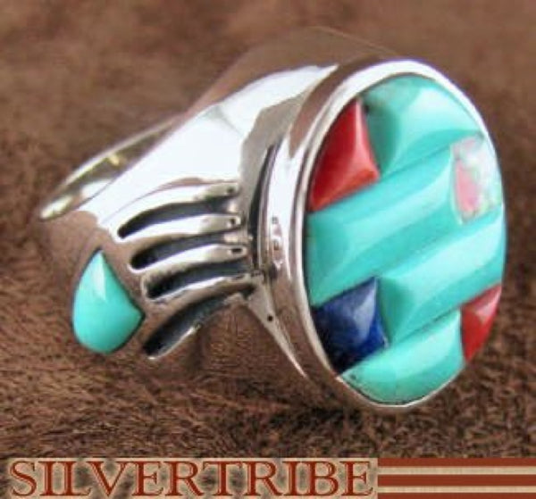 Sterling Silver Turquoise Multicolor Bear Paw Ring Size 9-3/4 RS37512