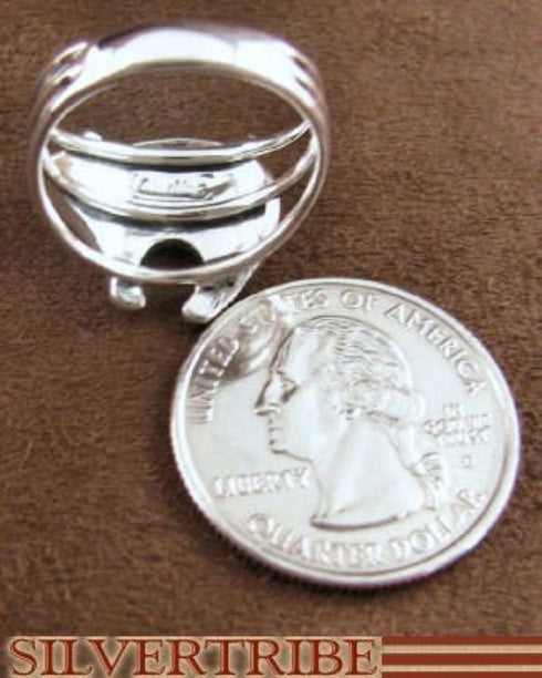 Sterling Silver Jewelry Multicolor Inlay Bear Ring Size 7-3/4 RS36932