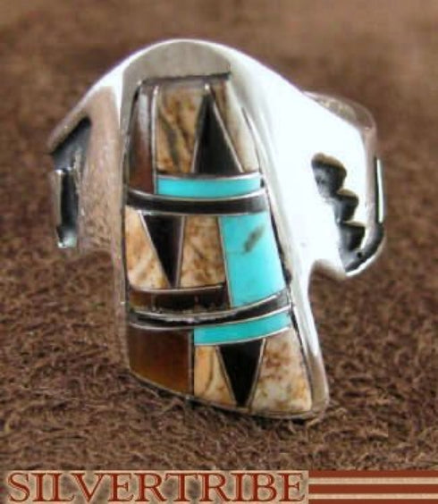 Turquoise Tiger Eye Multicolor Sterling Silver Ring Size 5-1/2 AS37061