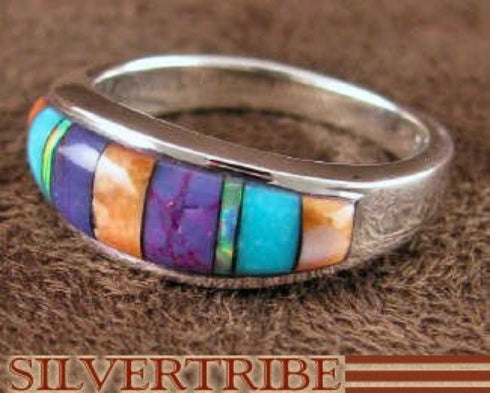 Sterling Silver Turquoise Multicolor Jewelry Ring Size 5-3/4 RS38219
