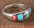Turquoise Multicolor Inlay Sterling Silver Ring Size 5-3/4 RS38236