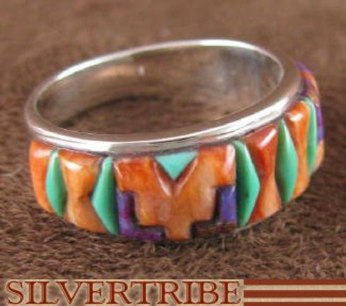 Multicolor Inlay Jewelry Sterling Silver Ring Size 8-1/2 AS39465