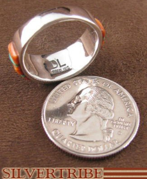 Multicolor Inlay Jewelry Sterling Silver Ring Size 8-1/2 AS39465