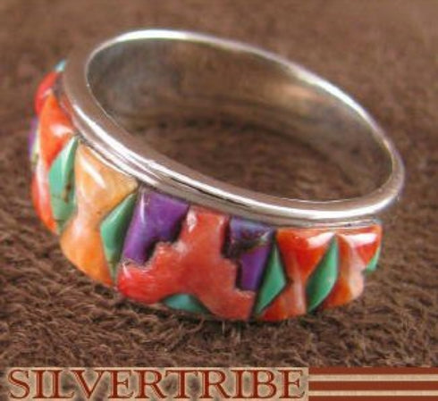 Multicolor And Turquoise Sterling Silver Ring Size 7-3/4 AS39471