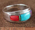 Turquoise And Multicolor Inlay Sterling Silver Ring Size 6-1/2 DS38206