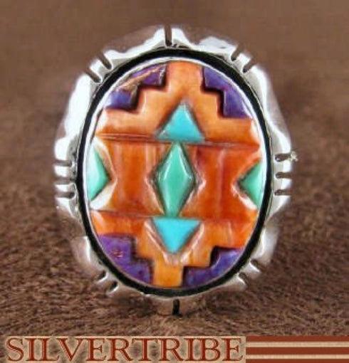 Turquoise Multicolor Sterling Silver Jewelry Ring Size 6-1/4 DS38823