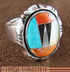 Sterling Silver Turquoise Multicolor Inlay Ring Size 8-1/4 DS38949