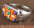 Turquoise And Multicolor Inlay Silver Ring Size 7-3/4 NS38660