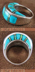 Turquoise Opal Inlay Sterling Silver Ring Size 4-1/2 GS56485