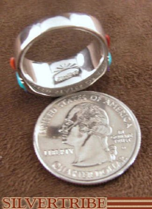 Sterling Silver Turquoise Multicolor Jewelry Ring Size 7-1/2 RS38524