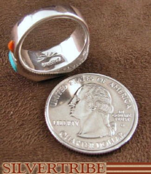 Turquoise Multicolor Jewelry Sterling Silver Ring Size 6-1/2 RS38542