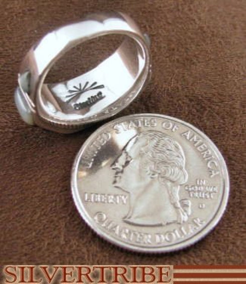 Silver Jewelry Mother of Pearl Multicolor Ring Size 5-3/4 RS38640