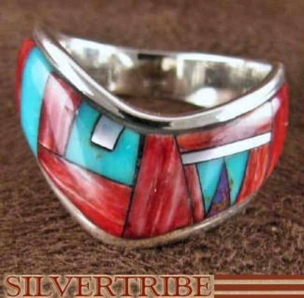 Turquoise Multicolor And Sterling Silver Ring Size 8-1/2 RS42277