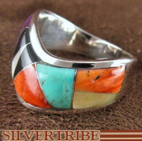 Genuine Sterling Silver Turquoise Multicolor Ring Size 7-1/2 RS42320
