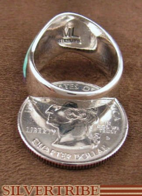 Genuine Sterling Silver Turquoise Multicolor Ring Size 7-1/2 RS42320