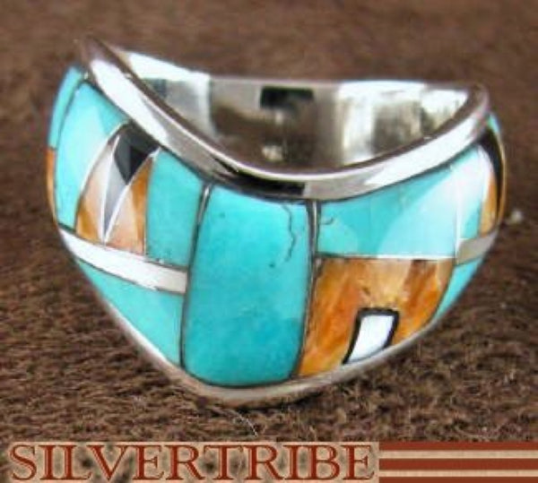 Turquoise Multicolor Sterling Silver Jewelry Ring Size 6-1/4 RS42356