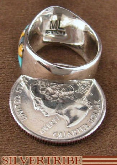 Turquoise Multicolor Sterling Silver Jewelry Ring Size 6-1/4 RS42356