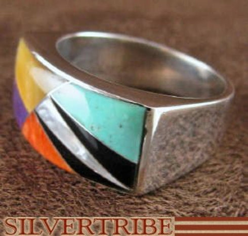 Multicolor Turquoise And Sterling Silver Ring Size 7-1/2 AS41293