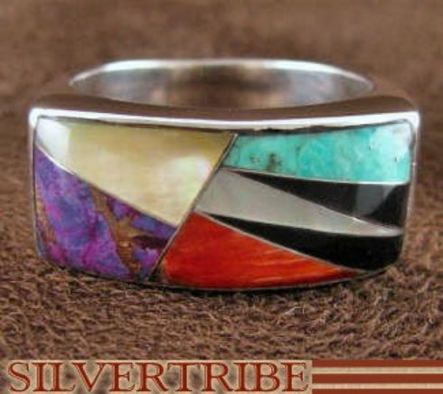 Multicolor Turquoise Authentic Sterling Silver Ring Size 6-1/2 AS41308