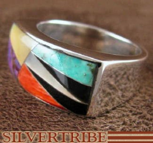 Multicolor Turquoise Authentic Sterling Silver Ring Size 6-1/2 AS41308