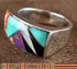 Turquoise And Multicolor Inlay Sterling Silver Ring Size 7-1/2 AS41274