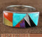 Sterling Silver Multicolor Turquoise Inlay Ring Size 7-1/2 AS41277