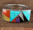 Sterling Silver Multicolor Turquoise Inlay Ring Size 7-1/2 AS41277