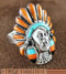 Oyster Shell Multicolor Chief Head Silver Ring Size 9-3/4 NS43202