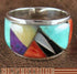 Sterling Silver Multicolor Inlay Ring Size 8-1/4 DS42215