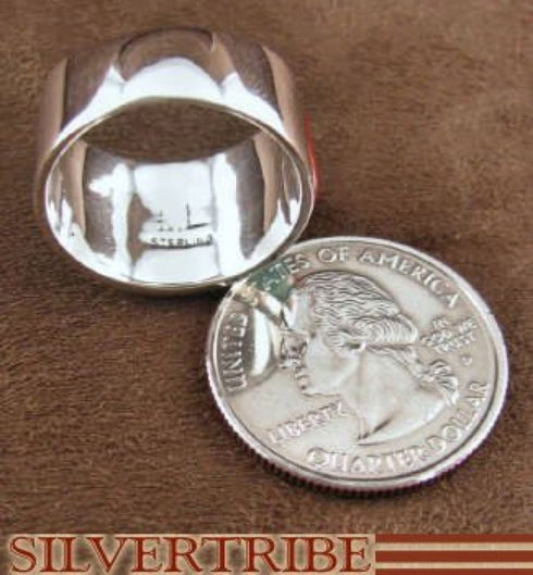 Sterling Silver Multicolor Inlay Ring Size 8-1/4 DS42215