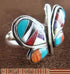 Multicolor Inlay Sterling Silver Butterfly Ring Size 6-3/4 AS42948