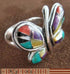 Turquoise Multicolor Sterling Silver Butterfly Ring Size 6-3/4 AS42960