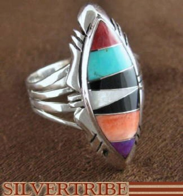 Sterling Silver Multicolor Turquoise Jewelry Ring Size 6-3/4 RS41197