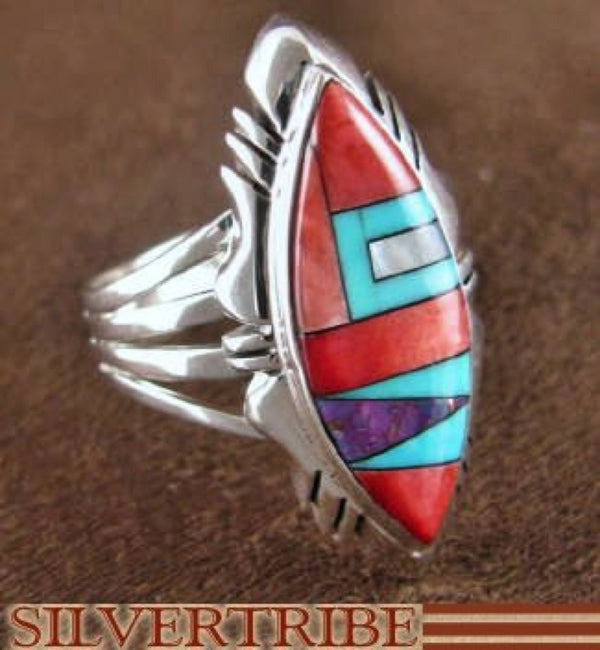 Sterling Silver Multicolor Magenta Turquoise Ring Size 6-3/4 RS41229