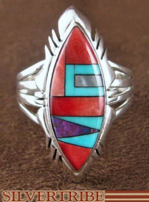 Sterling Silver Multicolor Magenta Turquoise Ring Size 6-3/4 RS41229