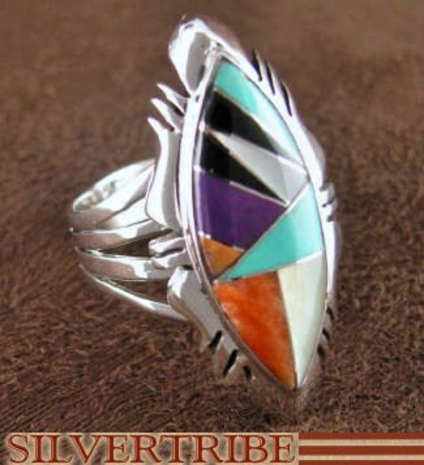 Mother Of Pearl Multicolor Sterling Silver Ring Size 6-3/4 RS41290