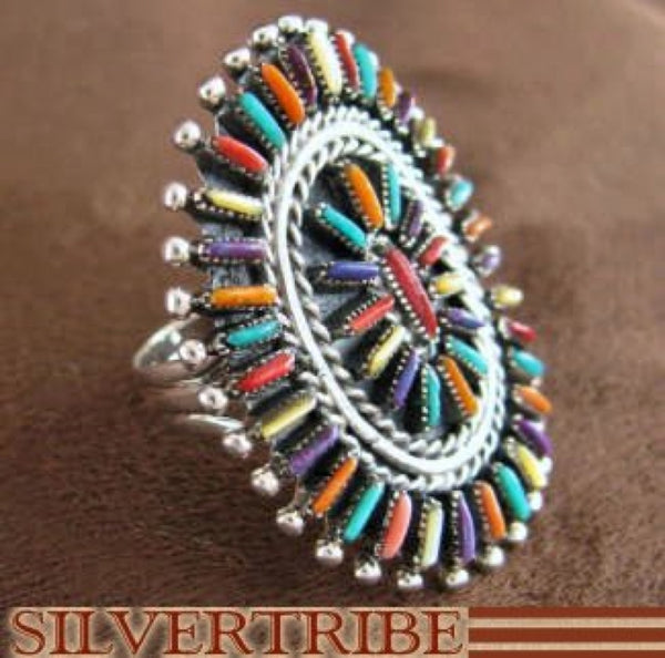 Multicolor Turquoise Sterling Silver Silver Ring Size 6-1/4 RS41680