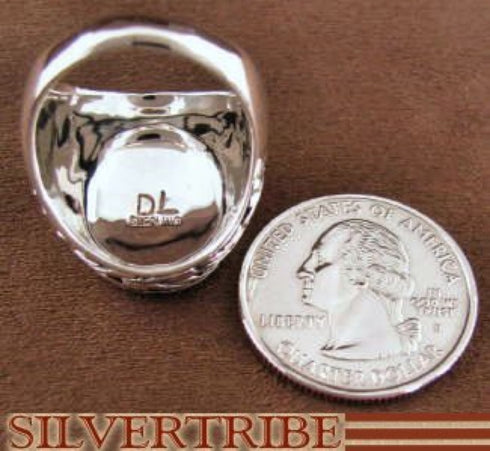 Genuine Sterling Silver And Multicolor Inlay Ring Size 7-1/2 DS43730