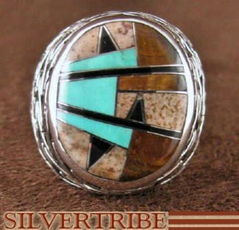 Authentic Sterling Silver Tiger Eye Multicolor Ring Size 7-3/4 DS43753