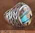 Silver Turquoise And Multicolor Inlay Ring Size 6-1/2 DS43759