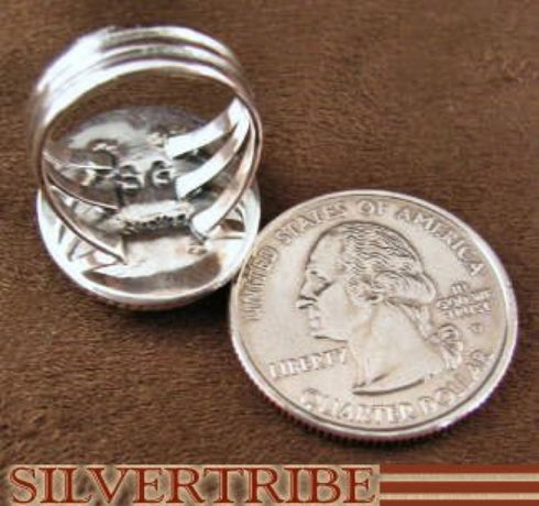 Sterling Silver And Multicolor Inlay Ring Size 5-3/4 DS43980