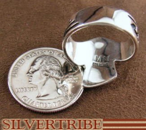 Silver Black Jade Mother Of Pearl Jewelry Ring Size 8-1/2 RS45250