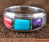 Sterling Silver Jewelry Multicolor Inlay Ring Size 6-3/4 RS46951