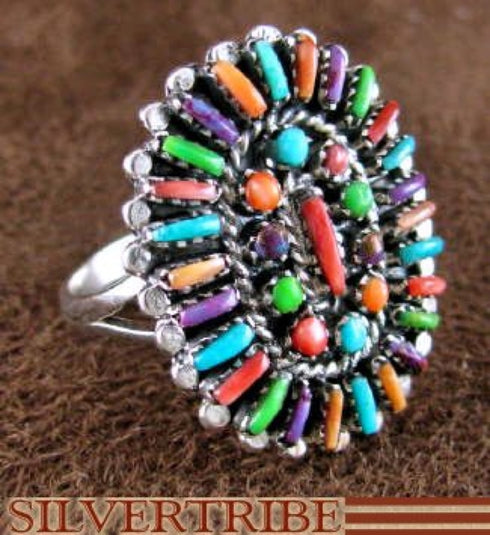 Genuine Sterling Silver Jewelry Multicolor Ring Size 5-1/4 RS47143