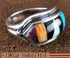 Sterling Silver Jewelry Multicolor Inlay Ring Size 6-1/2 HS46906