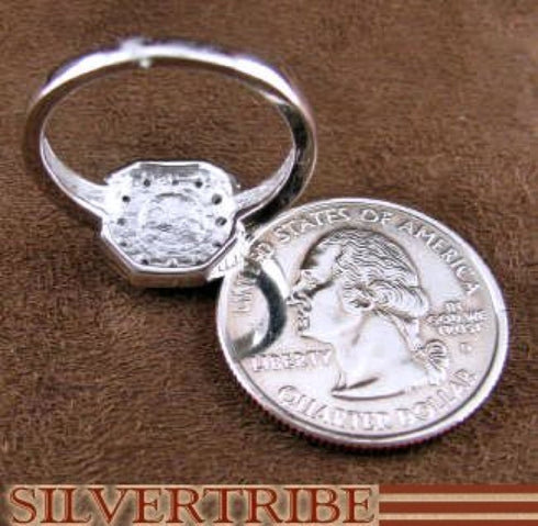 Blue Opal Inlay And Sterling Silver Ring Size 8-3/4 DS51656