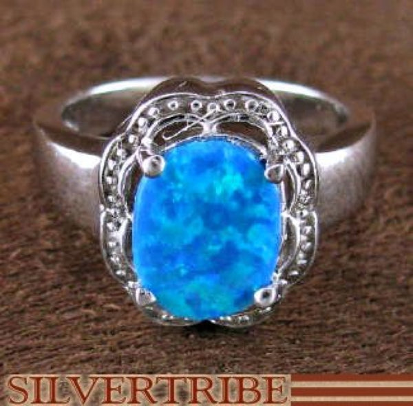 Blue Opal Authentic Silver Ring Size 6-1/4 RS51344