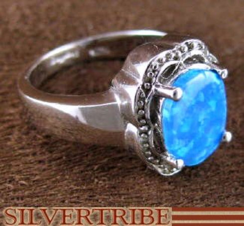 Blue Opal Authentic Silver Ring Size 6-1/4 RS51344