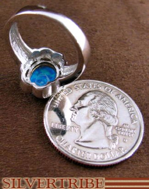 Blue Opal Authentic Silver Ring Size 6-1/4 RS51344