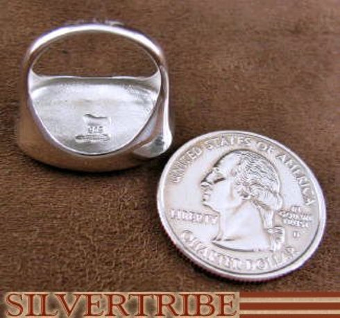 Genuine Sterling Silver And Blue Opal Inlay Ring Size 6-1/4 DS51049